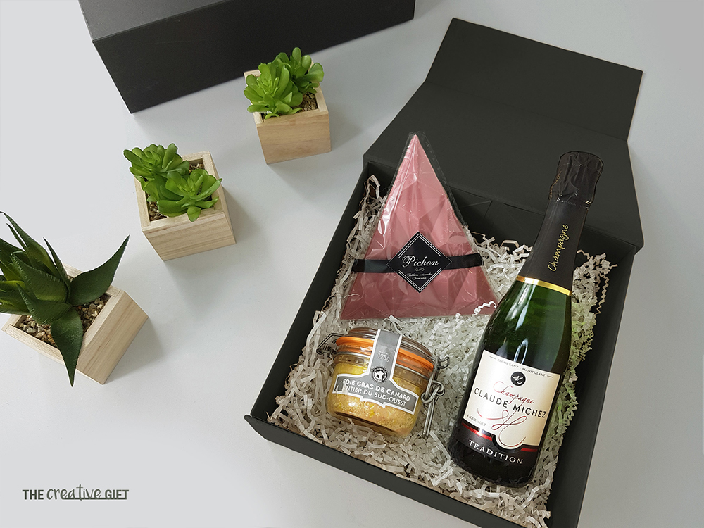 coffret cadeau comite dentreprise soiree investisseurs chocolat foie gras champagne